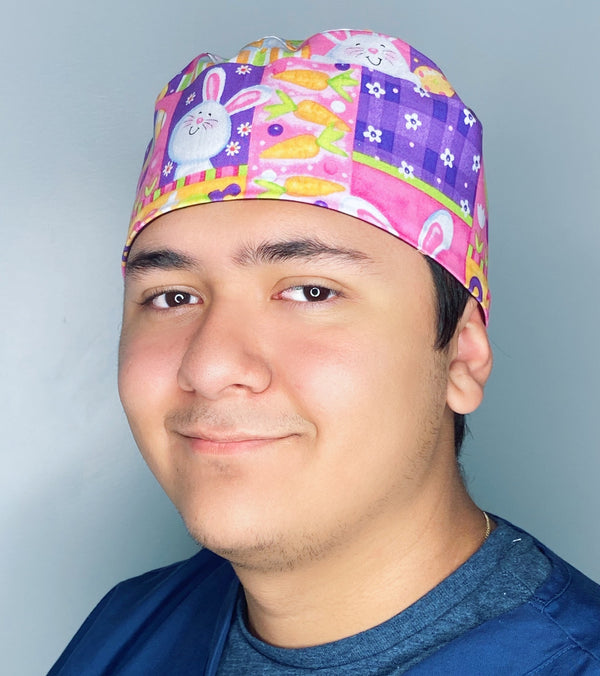 Colorful Easter Themed Unisex Holiday Scrub Cap