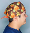 Fall Leaves & Pumpkins Thanksgiving themed Unisex Holiday Scrub Cap