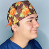 Fall Leaves & Pumpkins Thanksgiving themed Unisex Holiday Scrub Cap