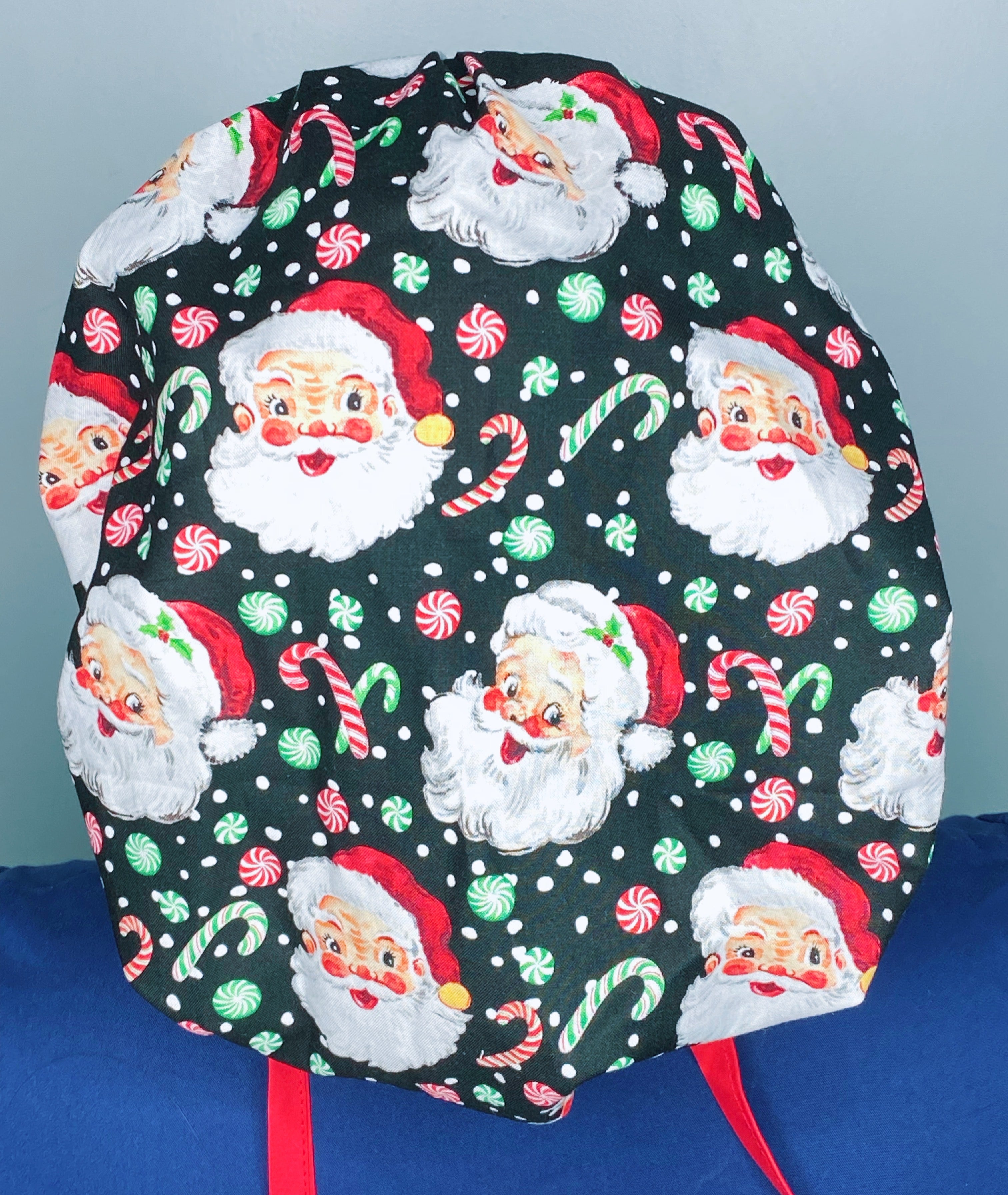 Santa Claus & Candy Canes Winter/Christmas Holiday Themed Bouffant