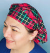 Red, Green & Gold Plaid Design Winter/Christmas Holiday Themed Bouffant