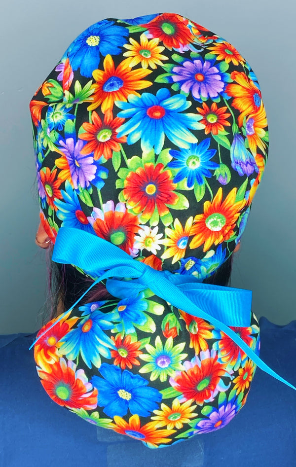 Bright Colorful Flowers Design Floral Ponytail