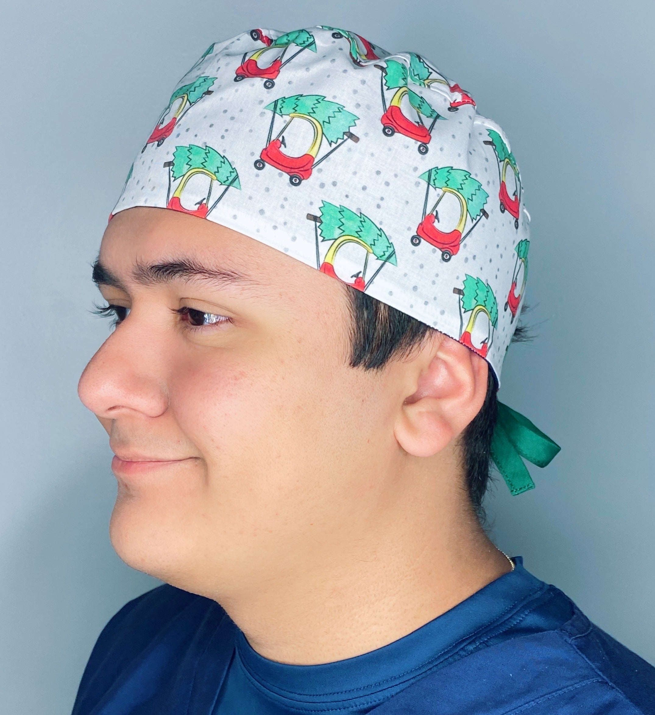 Christmas Tree on Kid's Car Christmas/Winter themed Unisex Holiday Scrub Cap