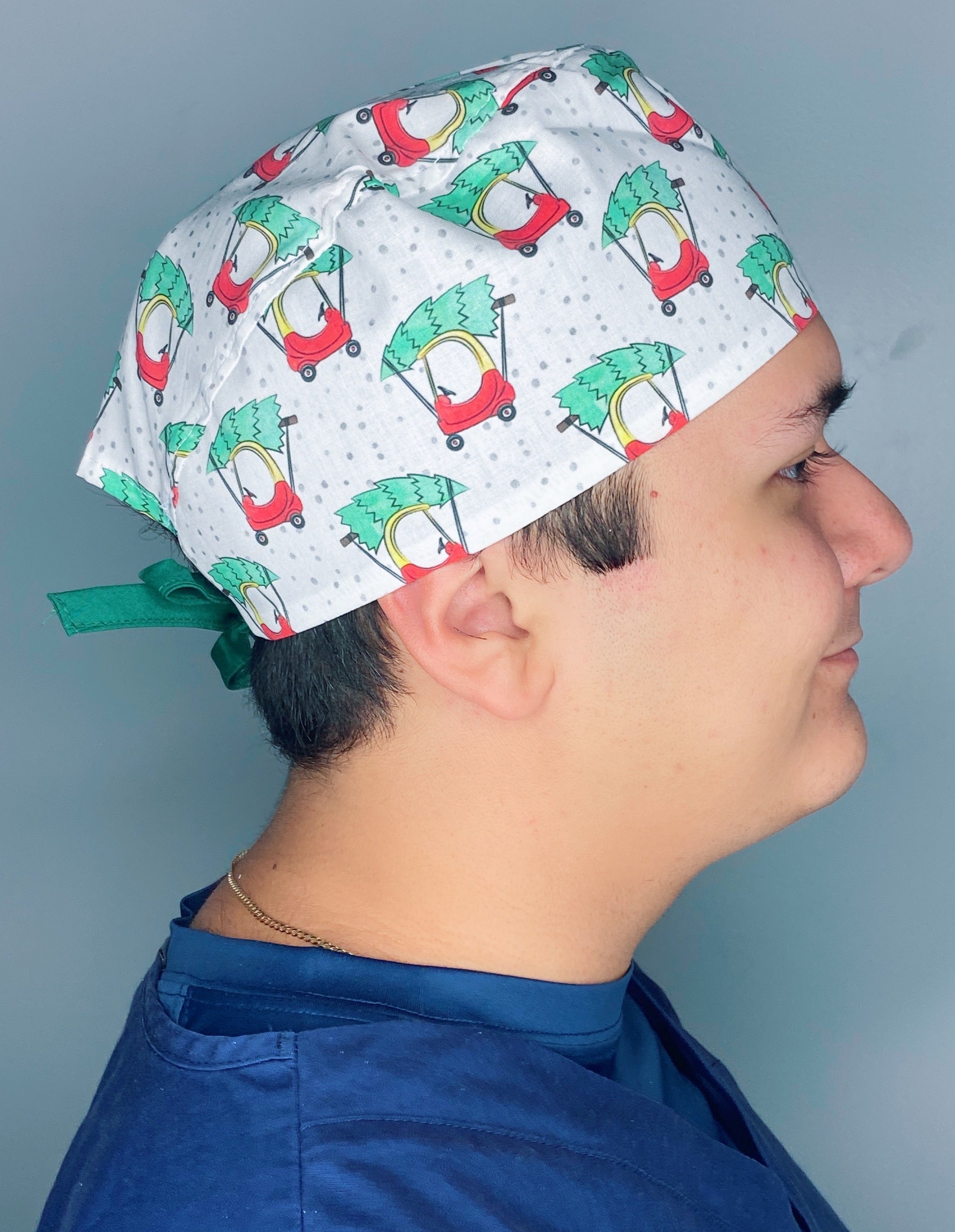 Christmas Tree on Kid's Car Christmas/Winter themed Unisex Holiday Scrub Cap