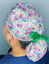 Pink, Blue & Purple Small Flowers Floral Ponytail