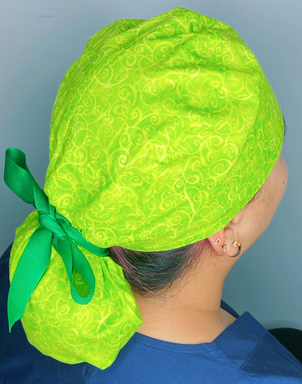 Arabesque Swirls on Lime Green Fancy Ponytail