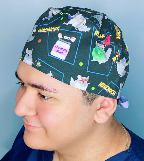 NINCHILLA Cute Chinchilla Ninjas Unisex Animal Scrub Cap