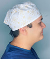 Metallic Gold Snowflakes Christmas/Winter themed Unisex Holiday Scrub Cap