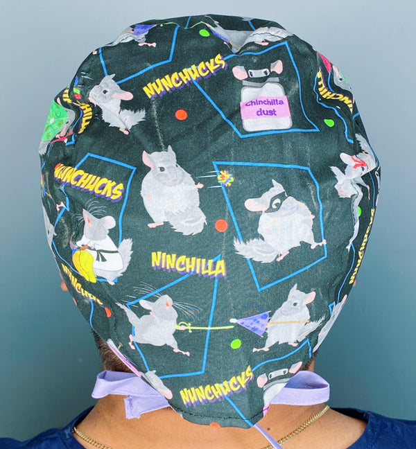 NINCHILLA Cute Chinchilla Ninjas Unisex Animal Scrub Cap