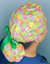 Colorful Tulip Flowers on Green Floral Ponytail