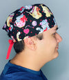 Cute Cats & Hearts Valentine's Day Unisex Holiday Scrub Cap