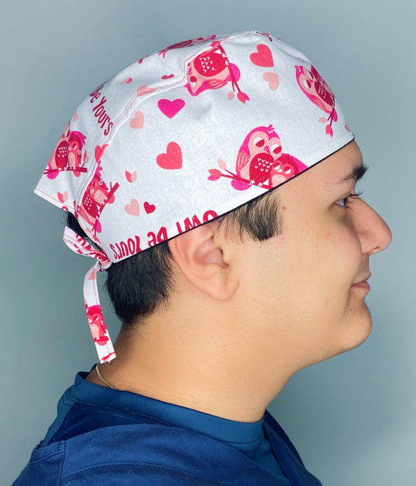 Owl Be Yours Valentine's Day Unisex Holiday Scrub Cap