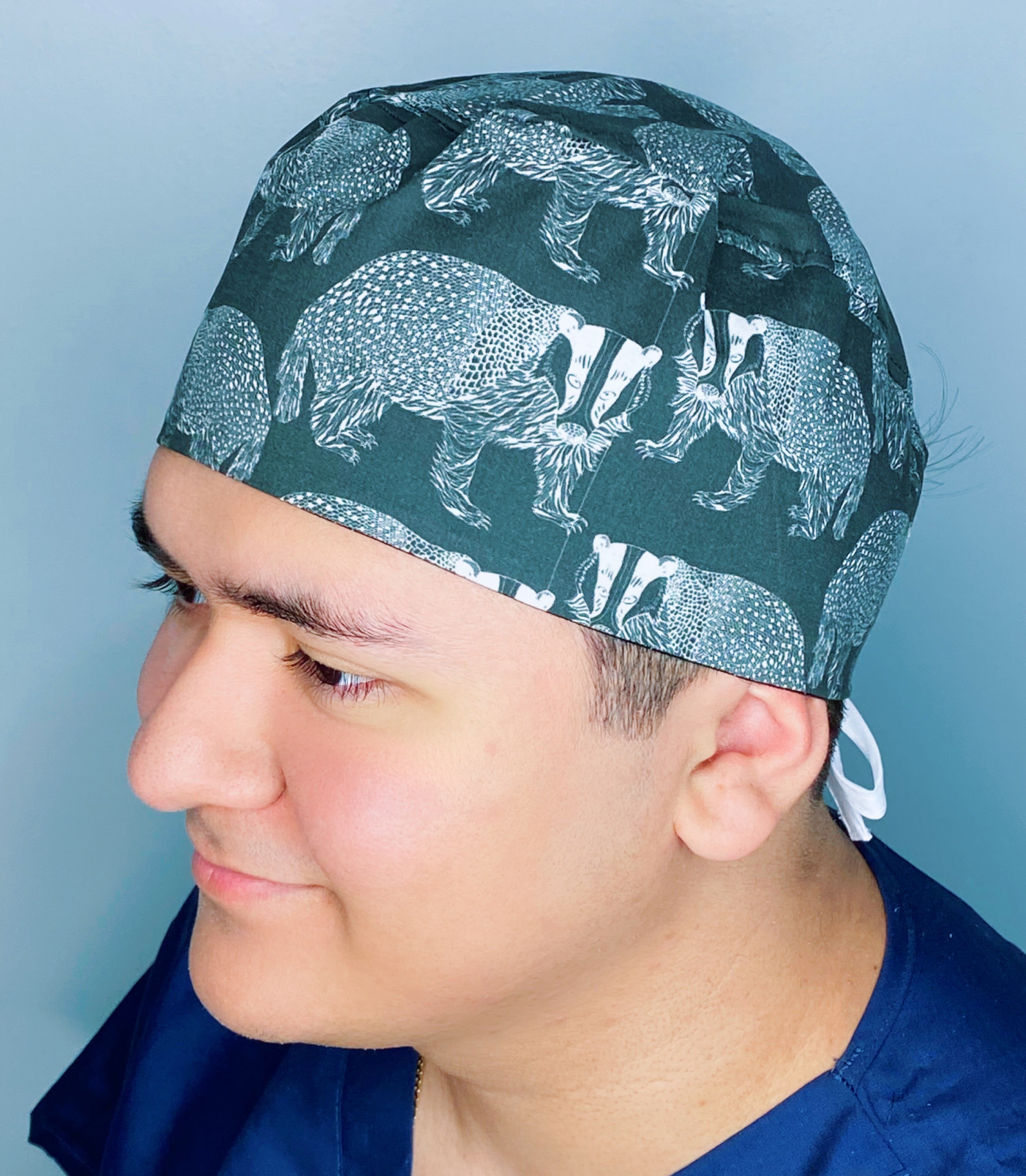 Black and White Badgers Unisex Animal Scrub Cap