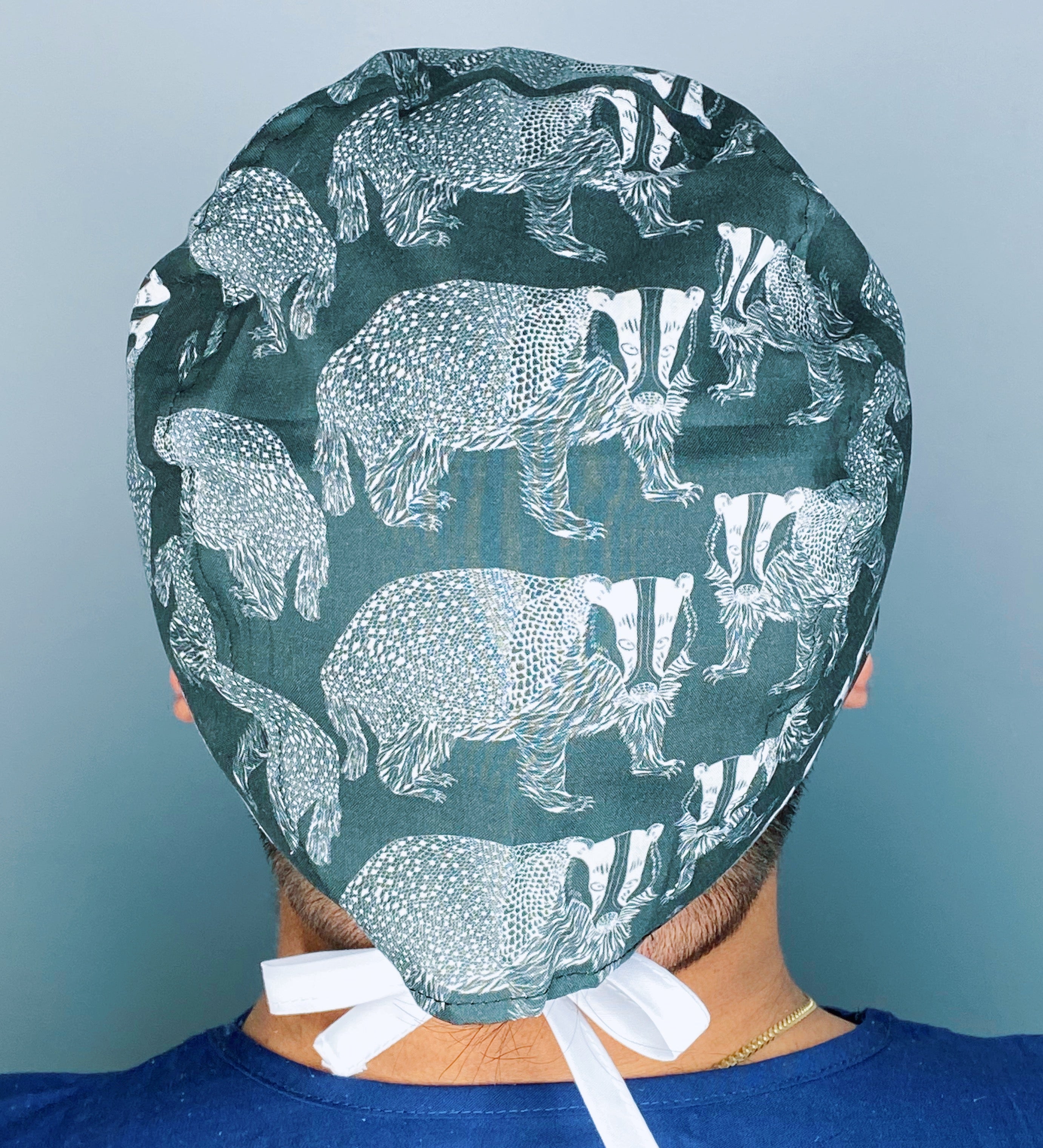 Black and White Badgers Unisex Animal Scrub Cap