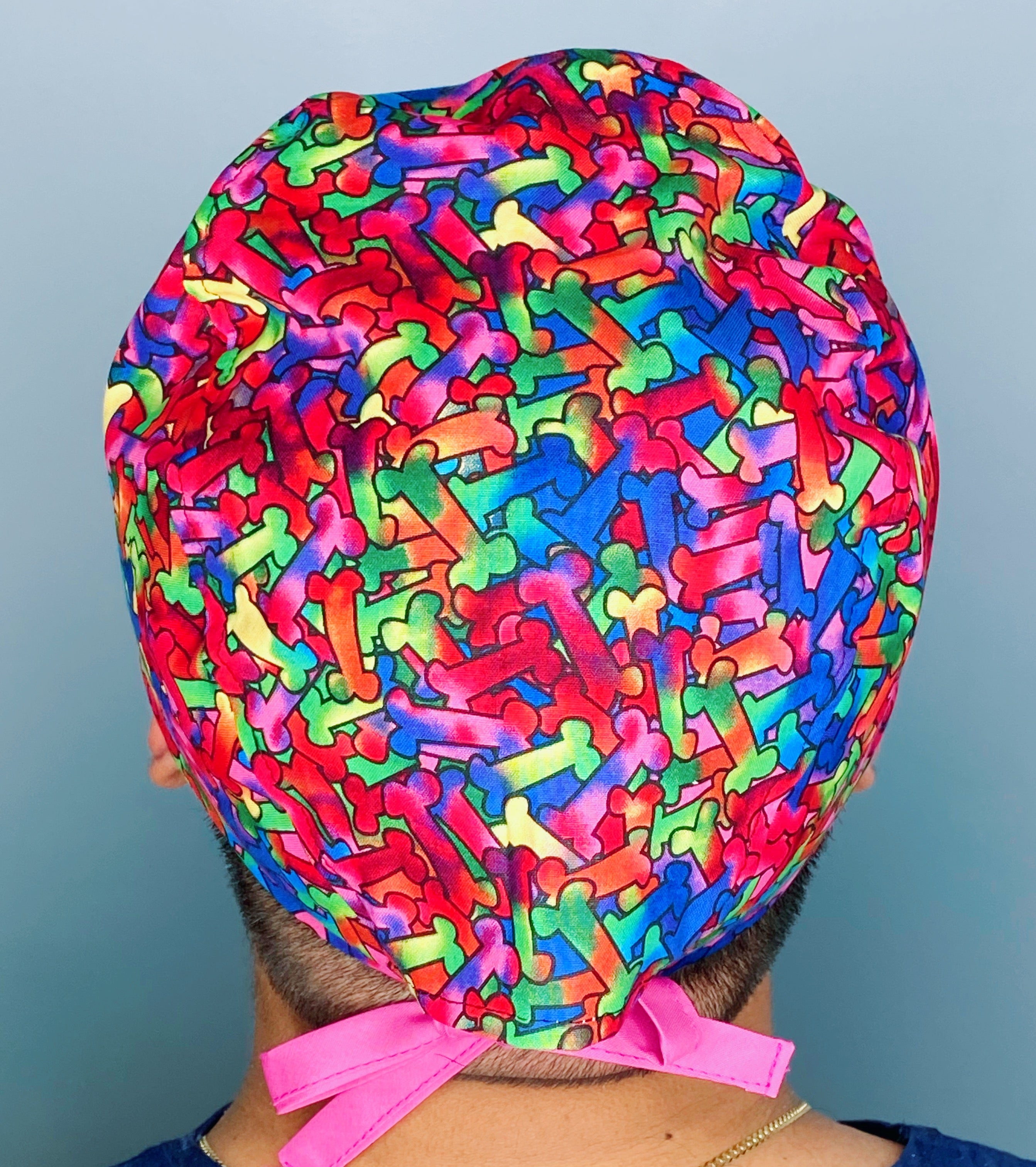 Tie Dye Colorful Bones Unisex Animal Scrub Cap