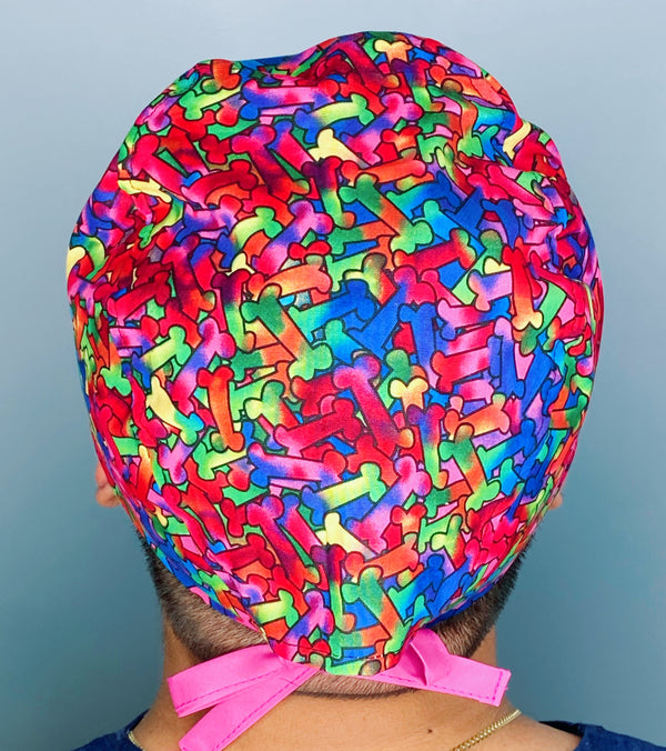 Tie Dye Colorful Bones Unisex Animal Scrub Cap