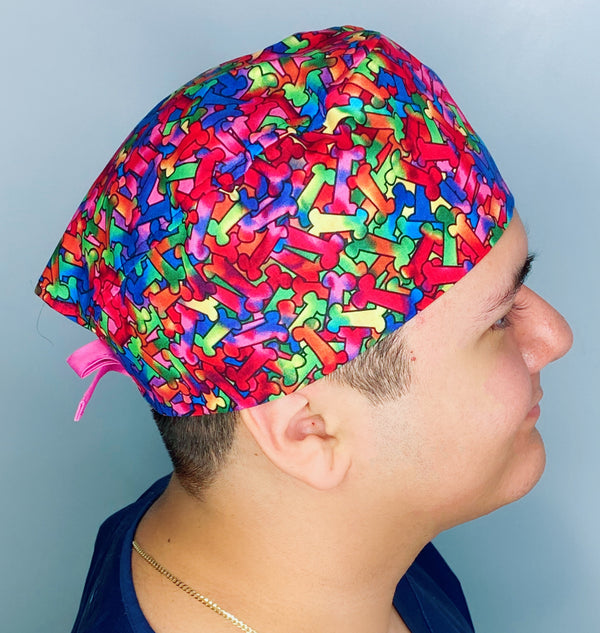 Tie Dye Colorful Bones Unisex Animal Scrub Cap