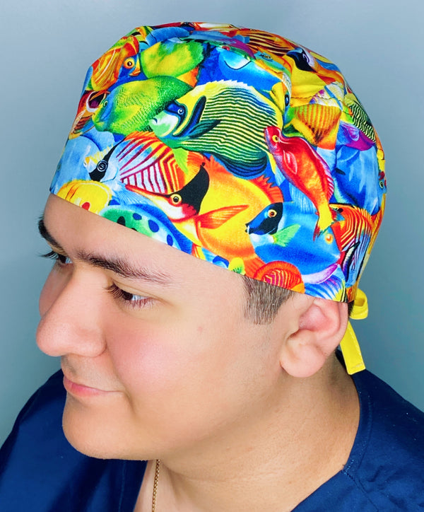 Colorful Tropical Fish Unisex Animal Scrub Cap