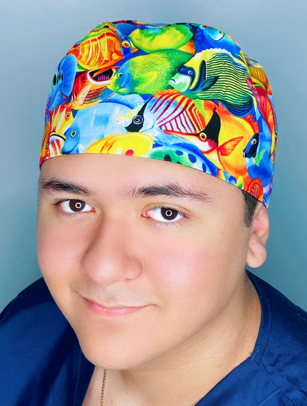 Colorful Tropical Fish Unisex Animal Scrub Cap