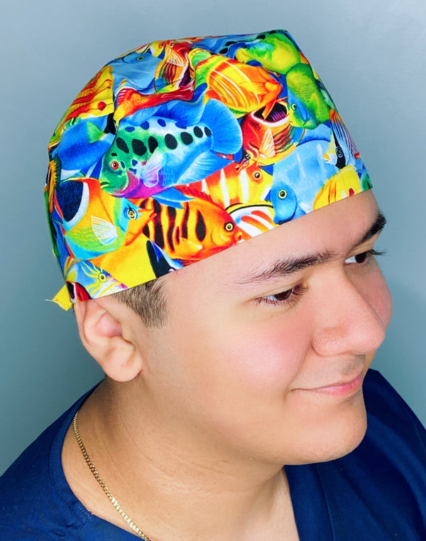 Colorful Tropical Fish Unisex Animal Scrub Cap