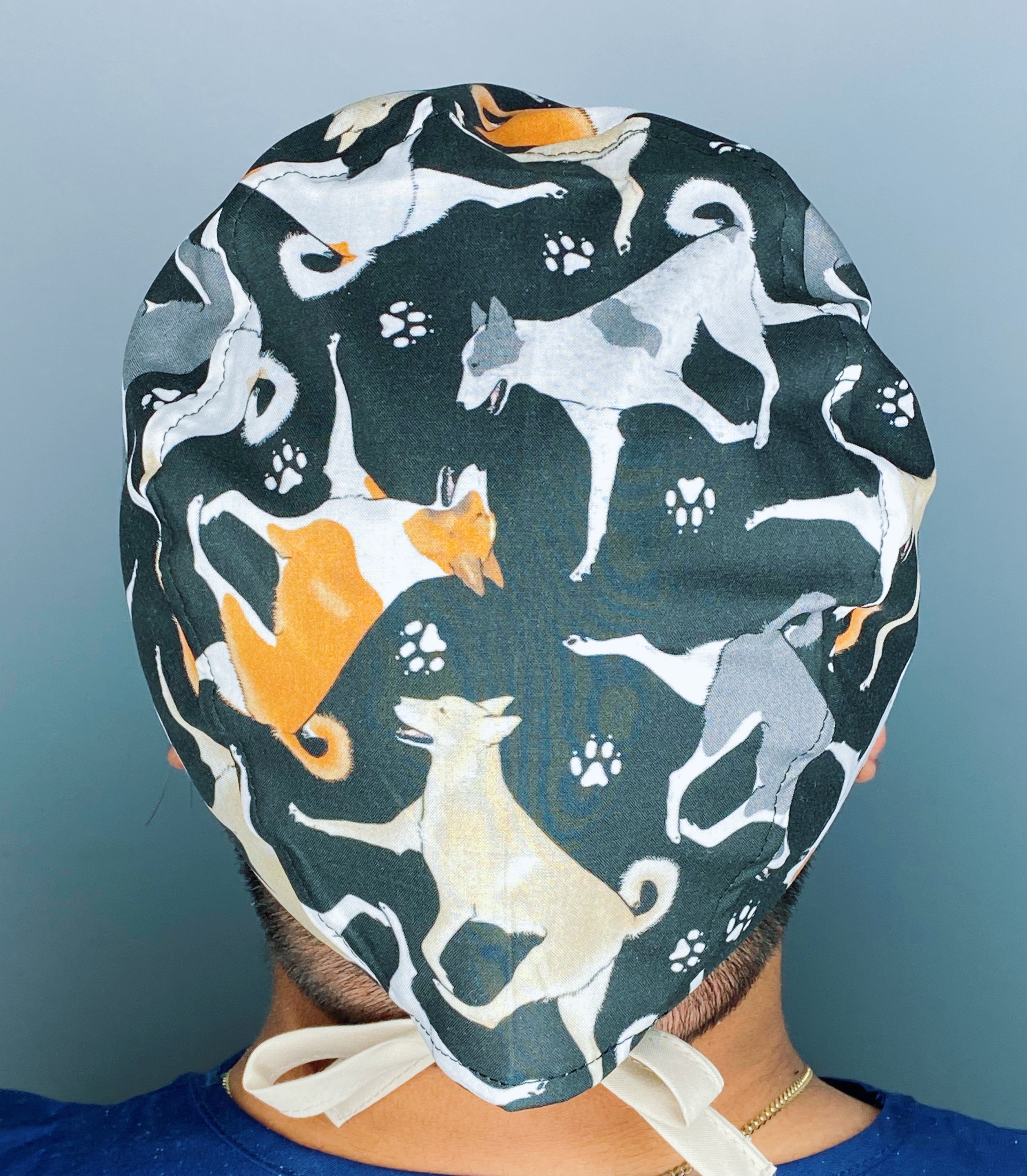 Terrier Dogs Running Around Paw Prints Unisex Animal Scrub Cap