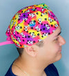 Pups Paws & Paws on Colorful Tie Dye Unisex Animal Scrub Cap
