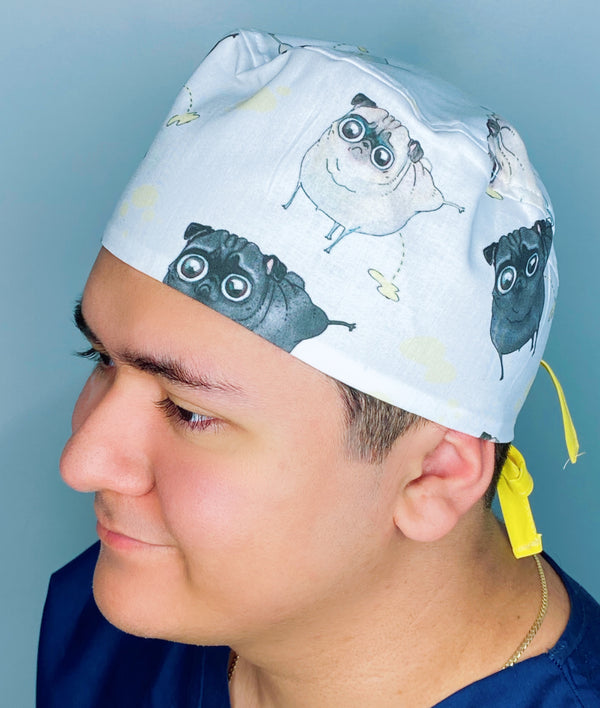 Funny Pugs Peeing Unisex Animal Scrub Cap