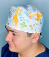 Cartooned Zoo Animals Unisex Animal Scrub Cap