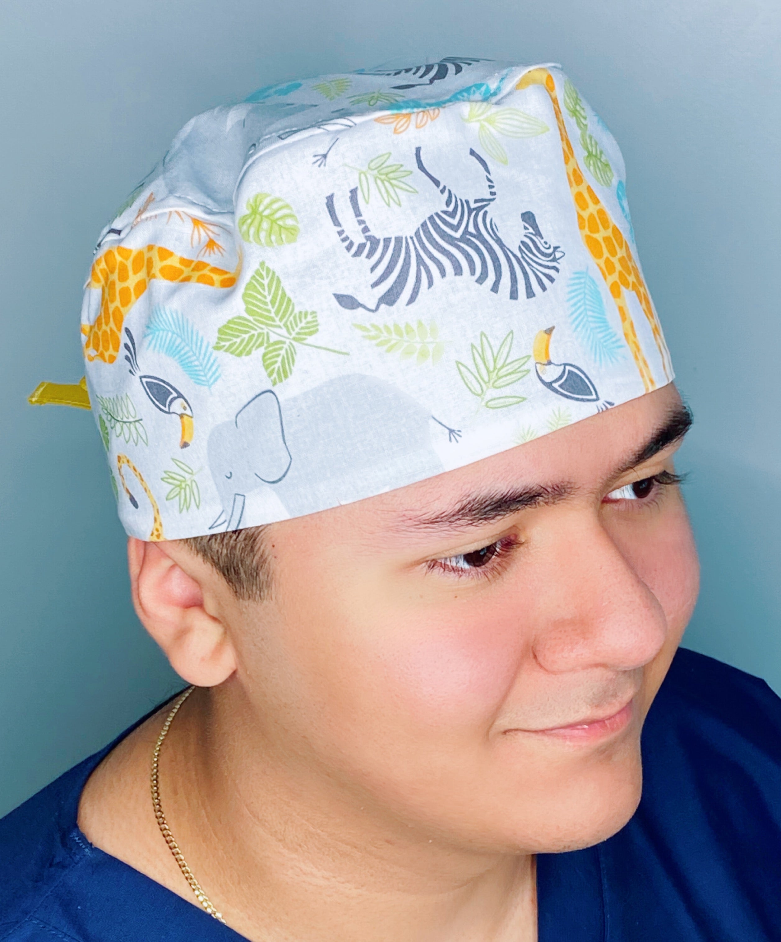 Cartooned Zoo Animals Unisex Animal Scrub Cap