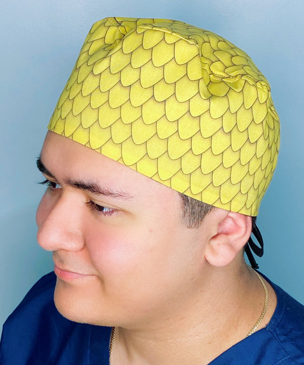 Scales Snakes Skin Yellow Zoo Animals Unisex Animal Scrub Cap