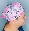 Cats on Baby Pink Unisex Animal Scrub Cap