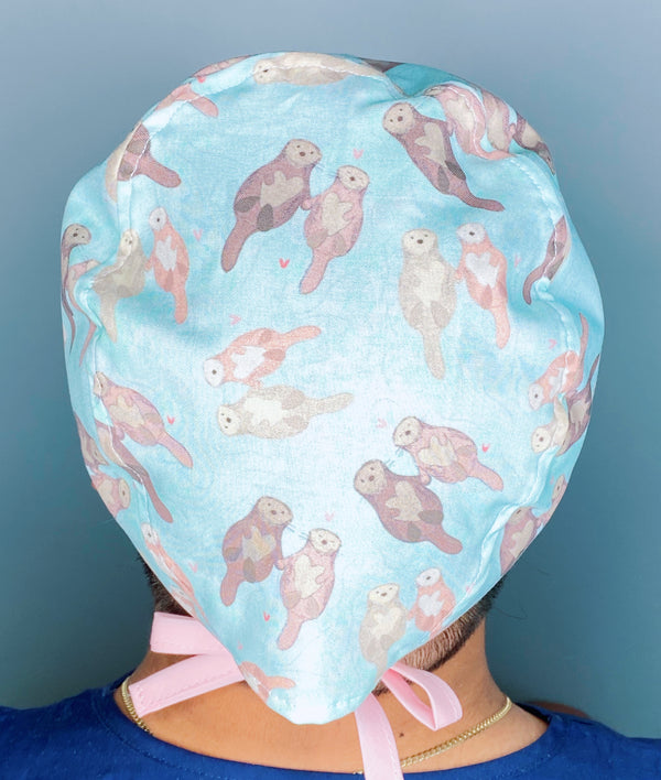 Otters Holding Hands Zoo Animals Unisex Animal Scrub Cap