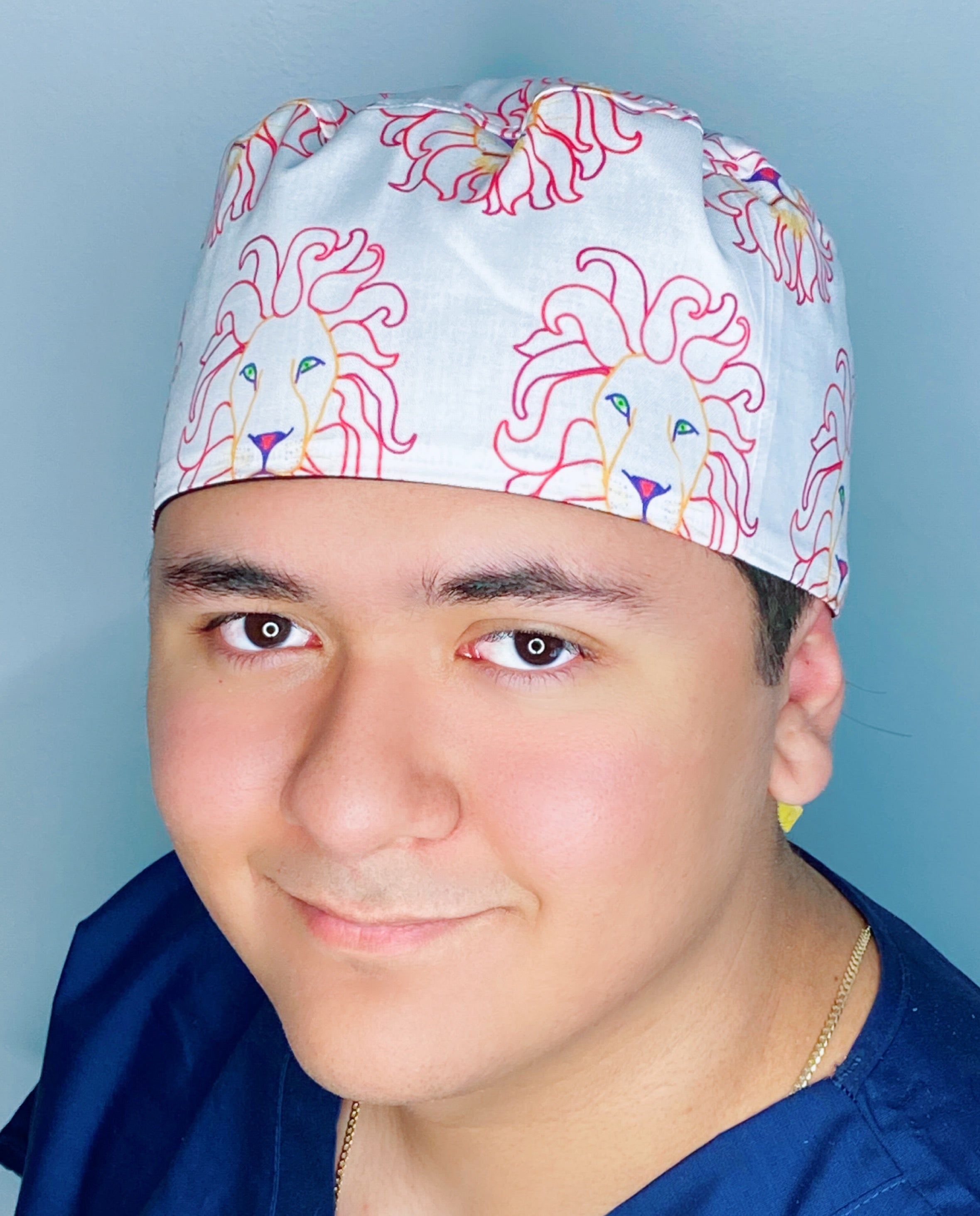 Doodled Lions Zoo Animals Unisex Animal Scrub Cap