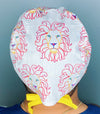 Doodled Lions Zoo Animals Unisex Animal Scrub Cap