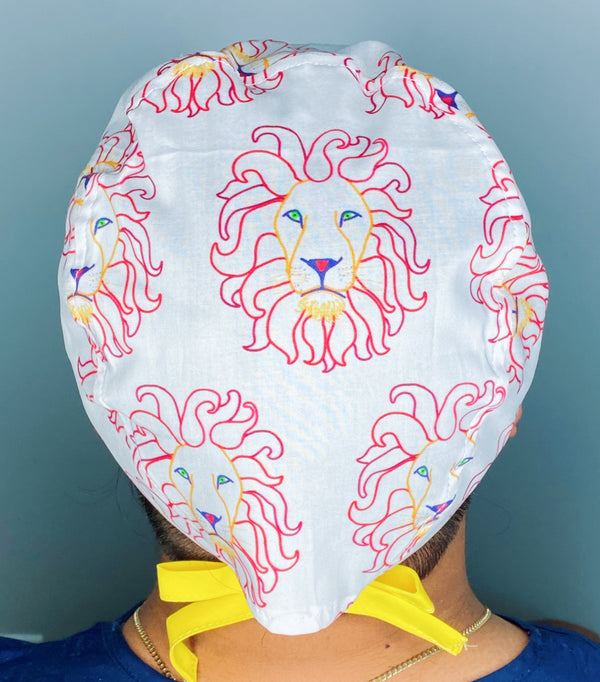 Doodled Lions Zoo Animals Unisex Animal Scrub Cap