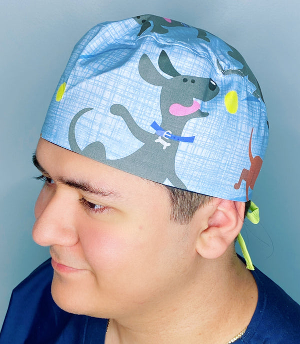 Dogs Playing with Tennis Balls Unisex Animal Scrub Cap