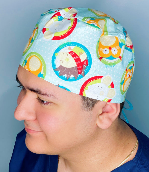 Forest Baby Animals Unisex Animal Scrub Cap