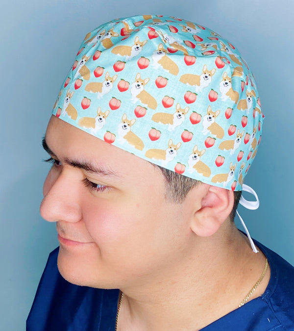 Corgi's and Peaches Unisex Animal Scrub Cap