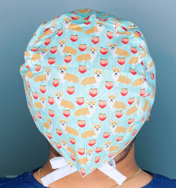 Corgi's and Peaches Unisex Animal Scrub Cap