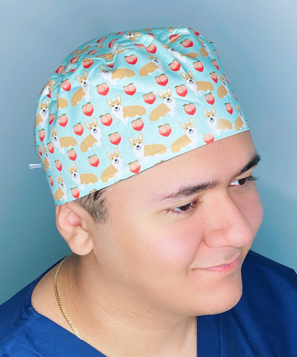 Corgi's and Peaches Unisex Animal Scrub Cap