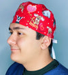 Hearts, Chocolates & Pups Valentine's Day Unisex Holiday Scrub Cap