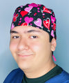 Looped Hearts on Black Valentine's Day Unisex Holiday Scrub Cap