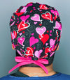 Looped Hearts on Black Valentine's Day Unisex Holiday Scrub Cap