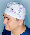 Adorable Purple Owls on White Unisex Animal Scrub Cap