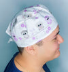 Adorable Purple Owls on White Unisex Animal Scrub Cap