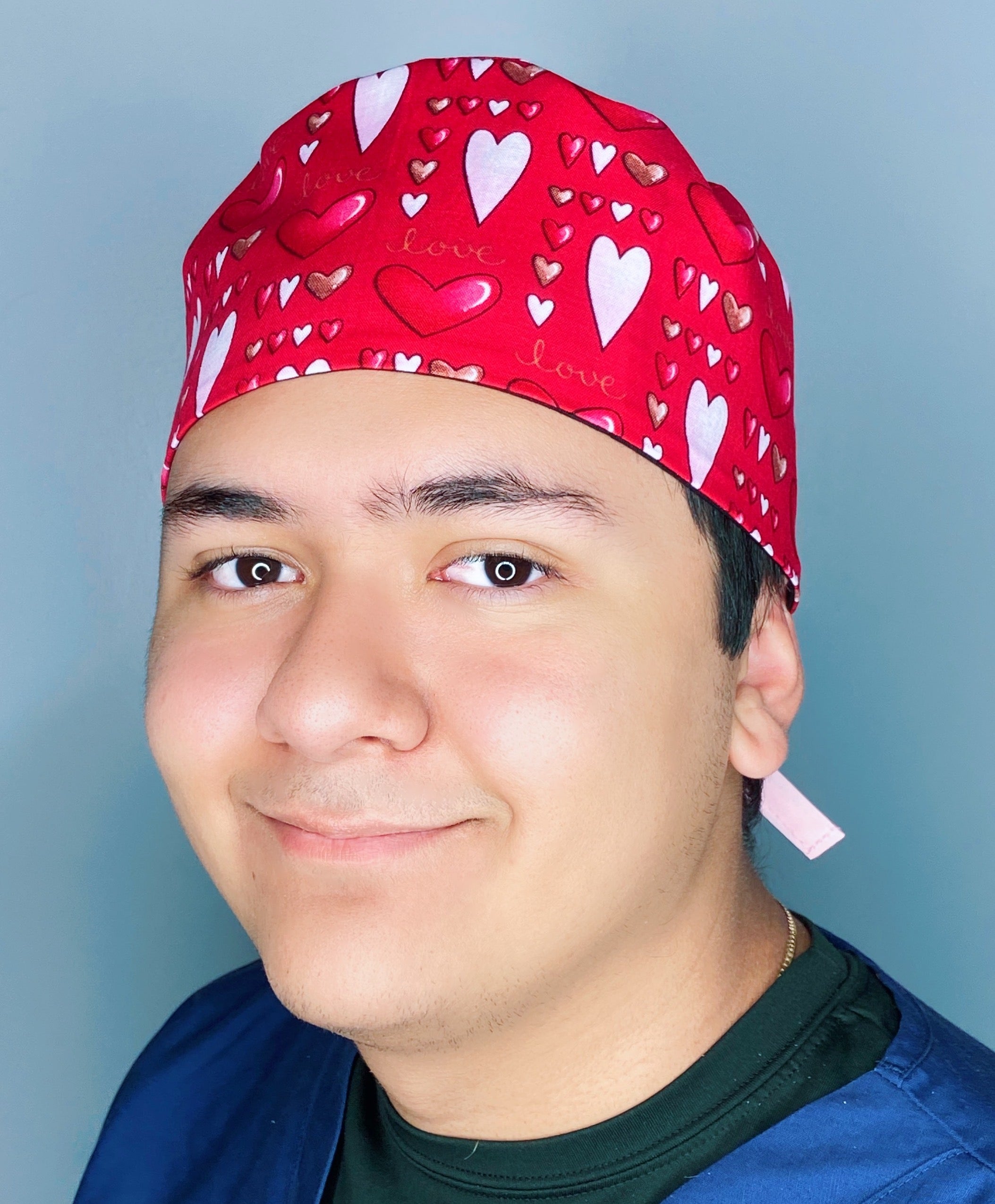 Love & Hearts Valentine's Day Unisex Holiday Scrub Cap