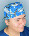 Angry Sharks in Ocean Unisex Animal Scrub Cap