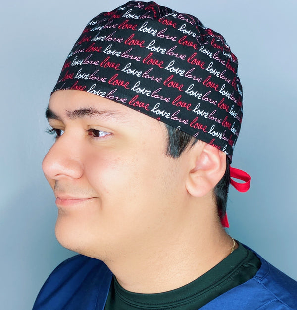 Love Love Love Valentine's Day Unisex Holiday Scrub Cap