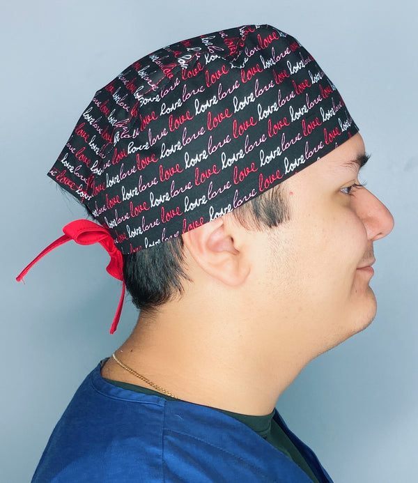 Love Love Love Valentine's Day Unisex Holiday Scrub Cap