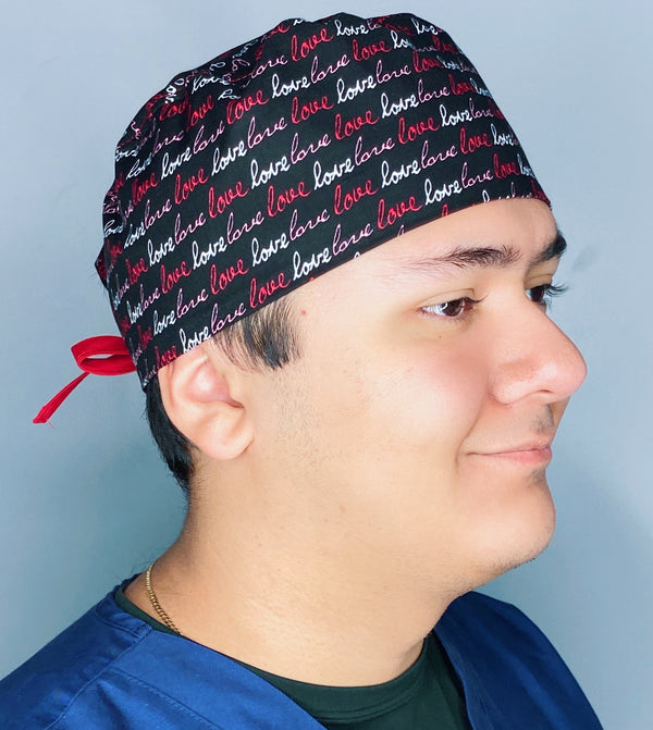 Love Love Love Valentine's Day Unisex Holiday Scrub Cap